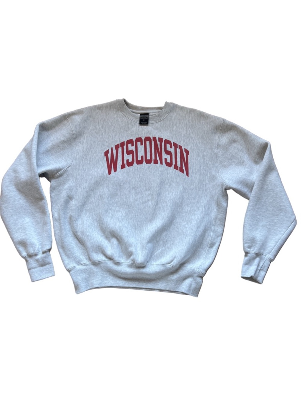 Wisconsin Badgers Red Logo Heavyweight Crewneck Sweatshirt - Classic Gray